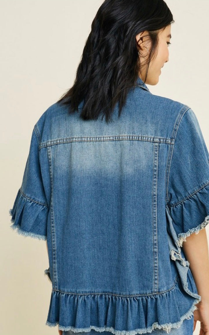 Clover Ruffled Denim Jacket