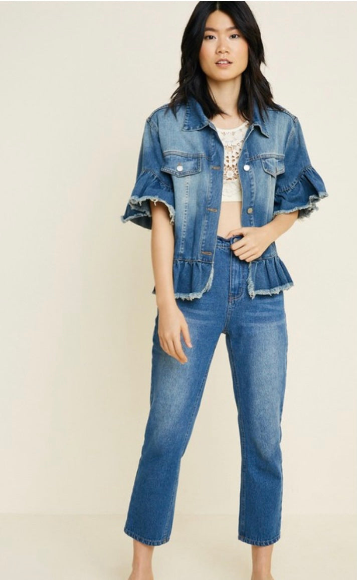 Clover Ruffled Denim Jacket