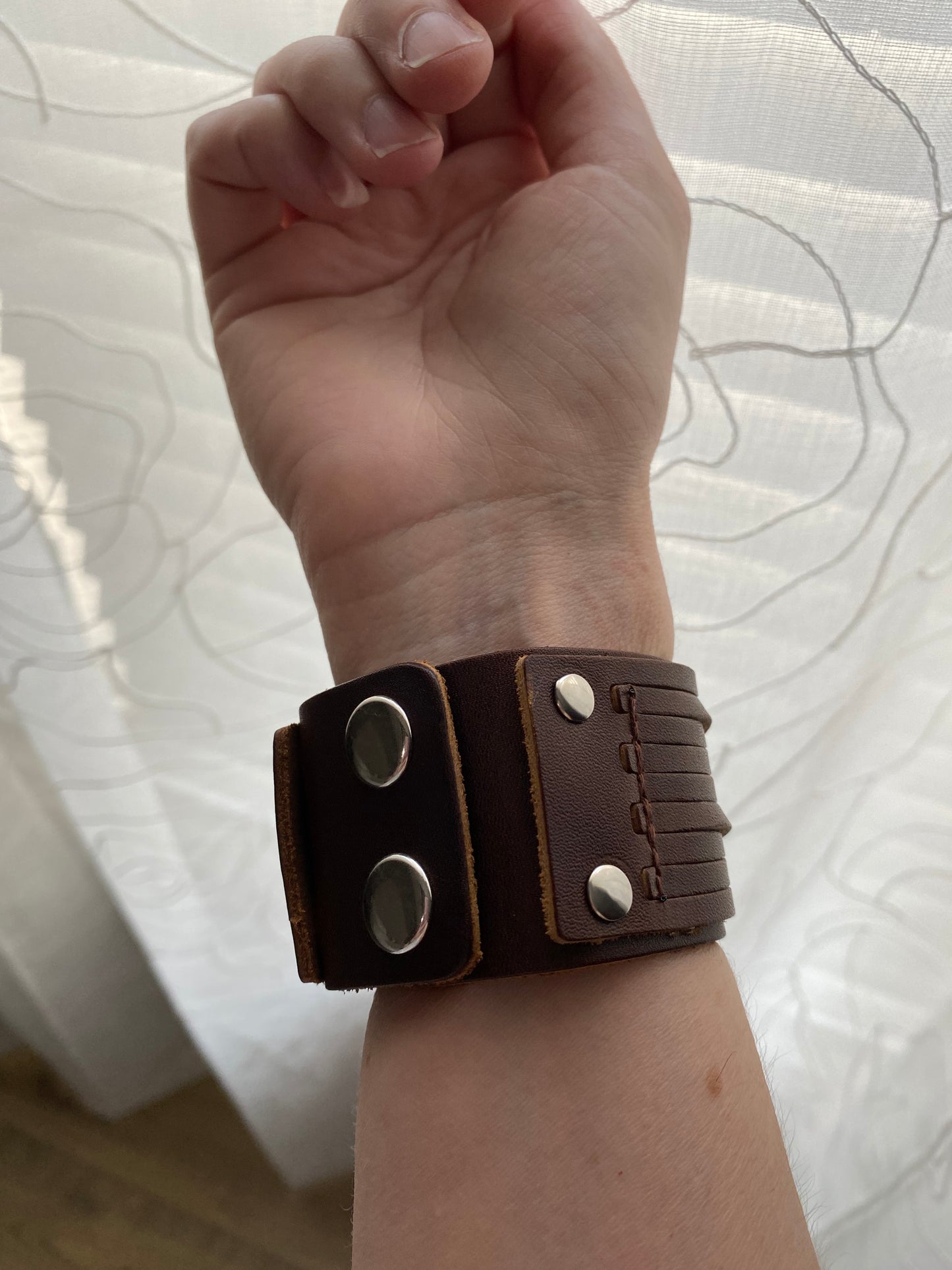 Braided leather adjustable bracelet