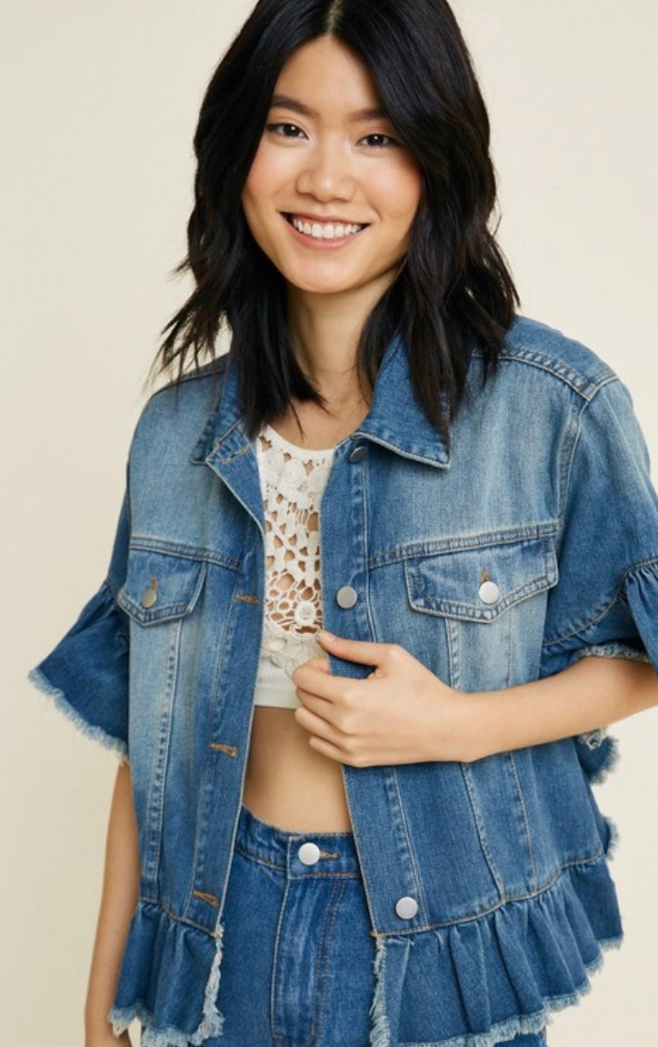 Clover Ruffled Denim Jacket