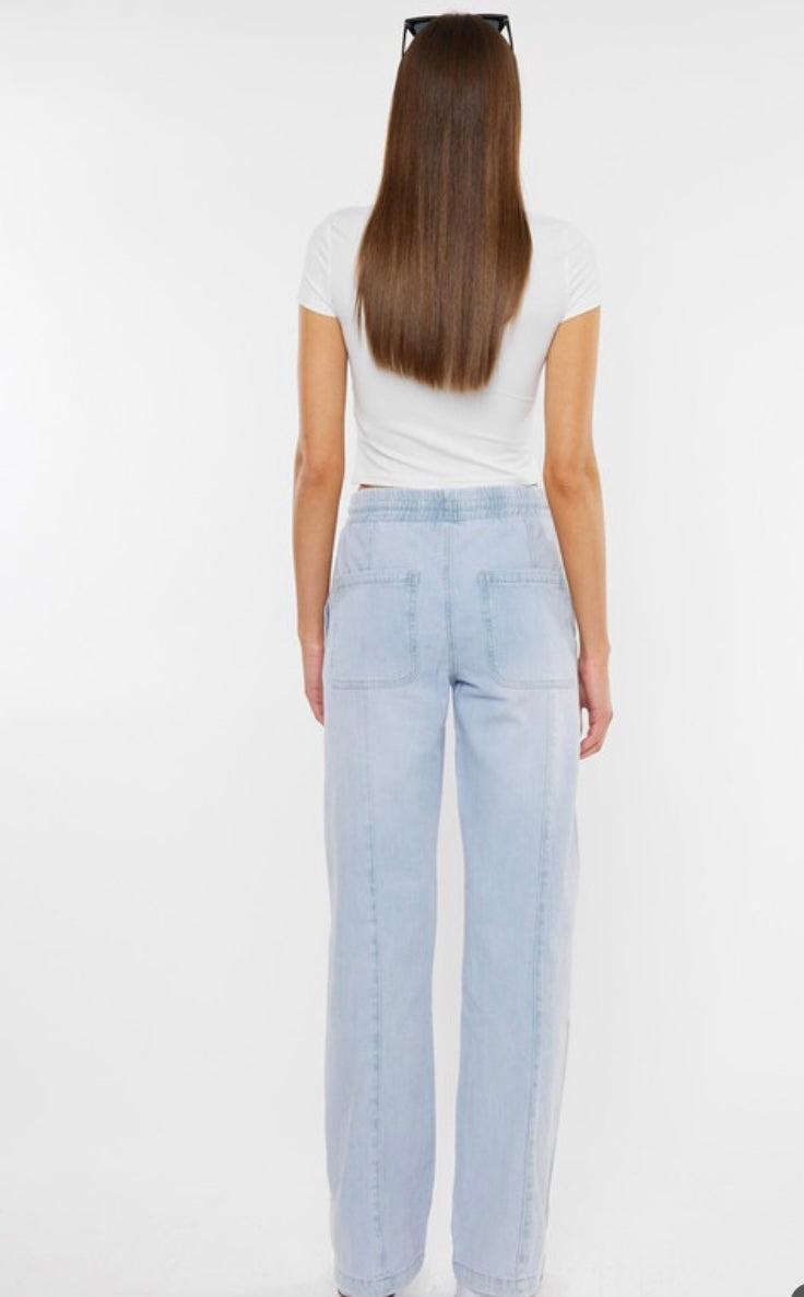 Kancan wide leg drawstring denim pants