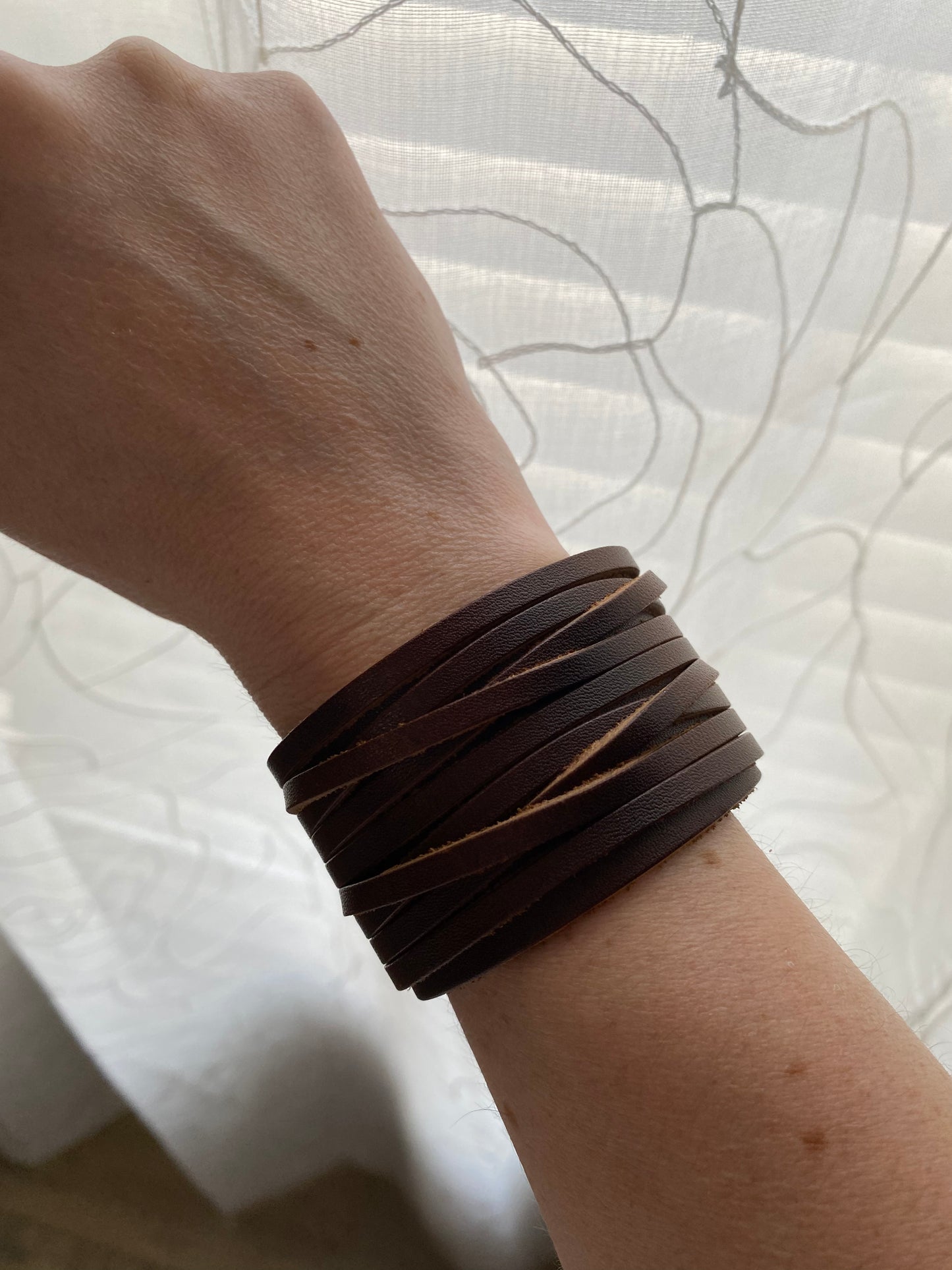 Braided leather adjustable bracelet