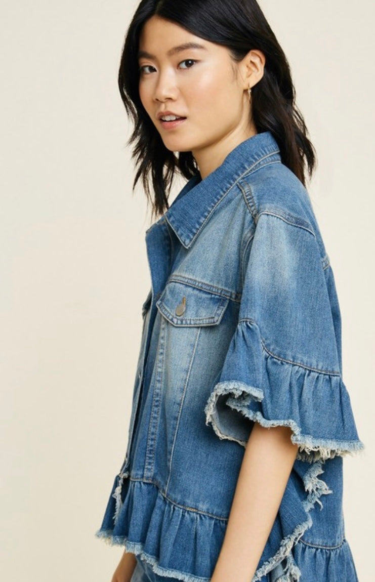 Clover Ruffled Denim Jacket