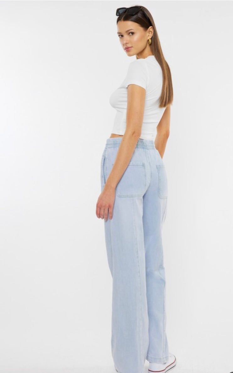 Kancan wide leg drawstring denim pants