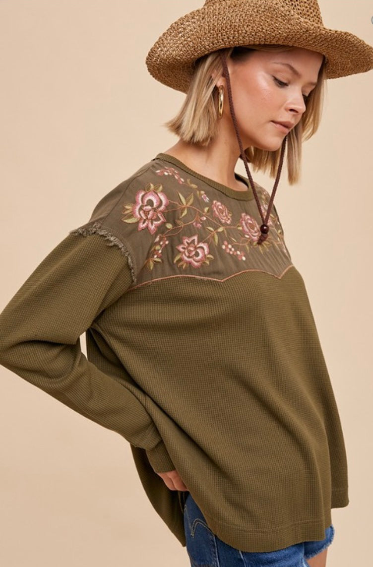 Lark Thermal Embroidered Yoke Top