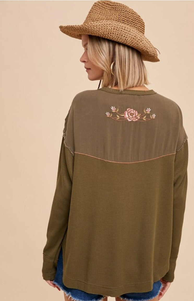 Lark Thermal Embroidered Yoke Top