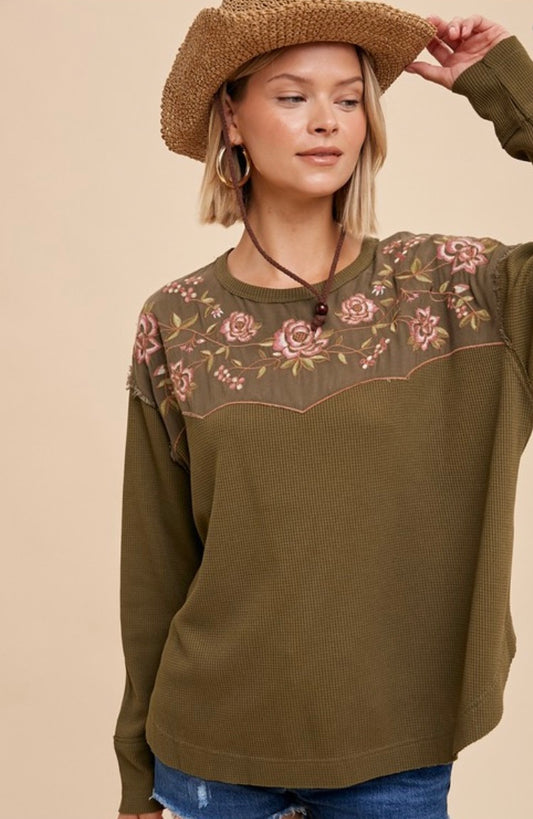 Lark Thermal Embroidered Yoke Top