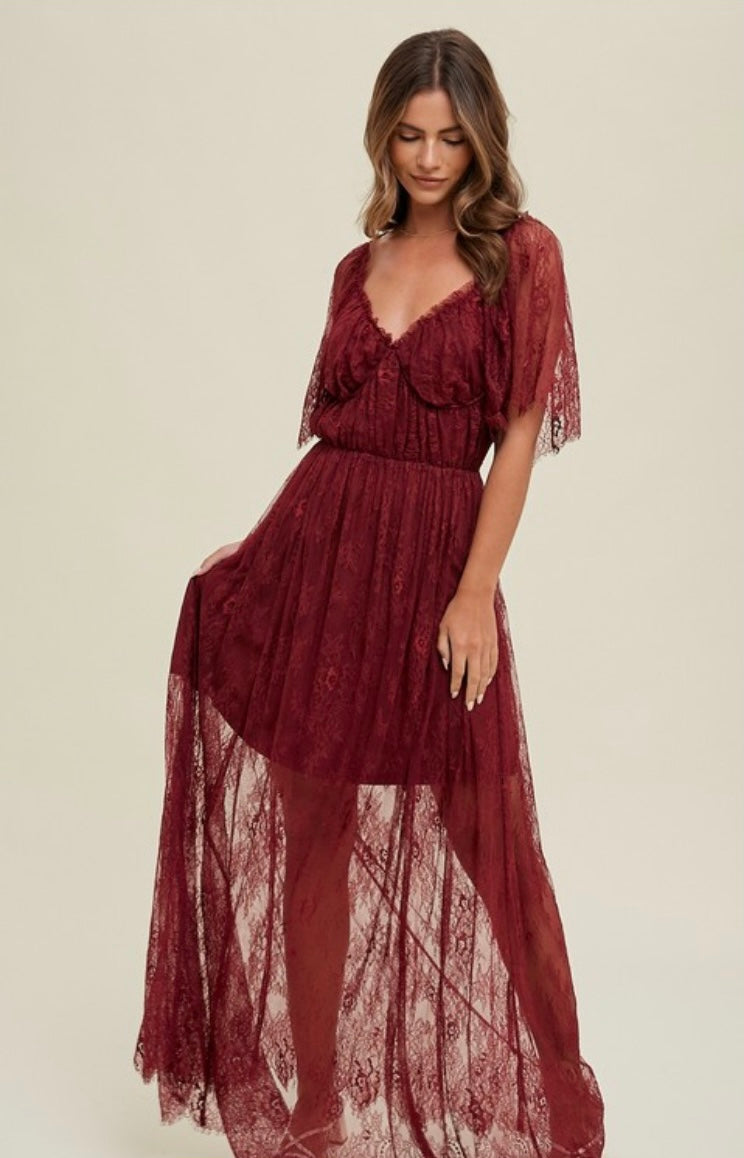 Scarlet Lace Maxi Dress