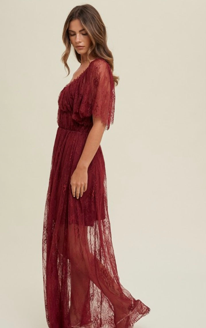 Scarlet Lace Maxi Dress