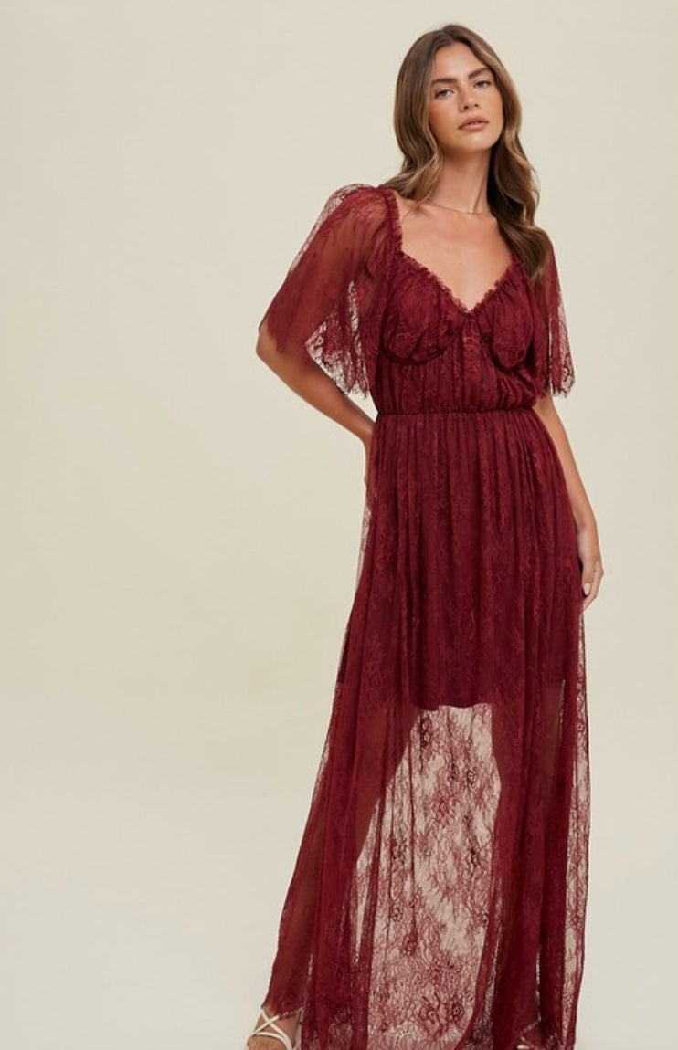 Scarlet Lace Maxi Dress