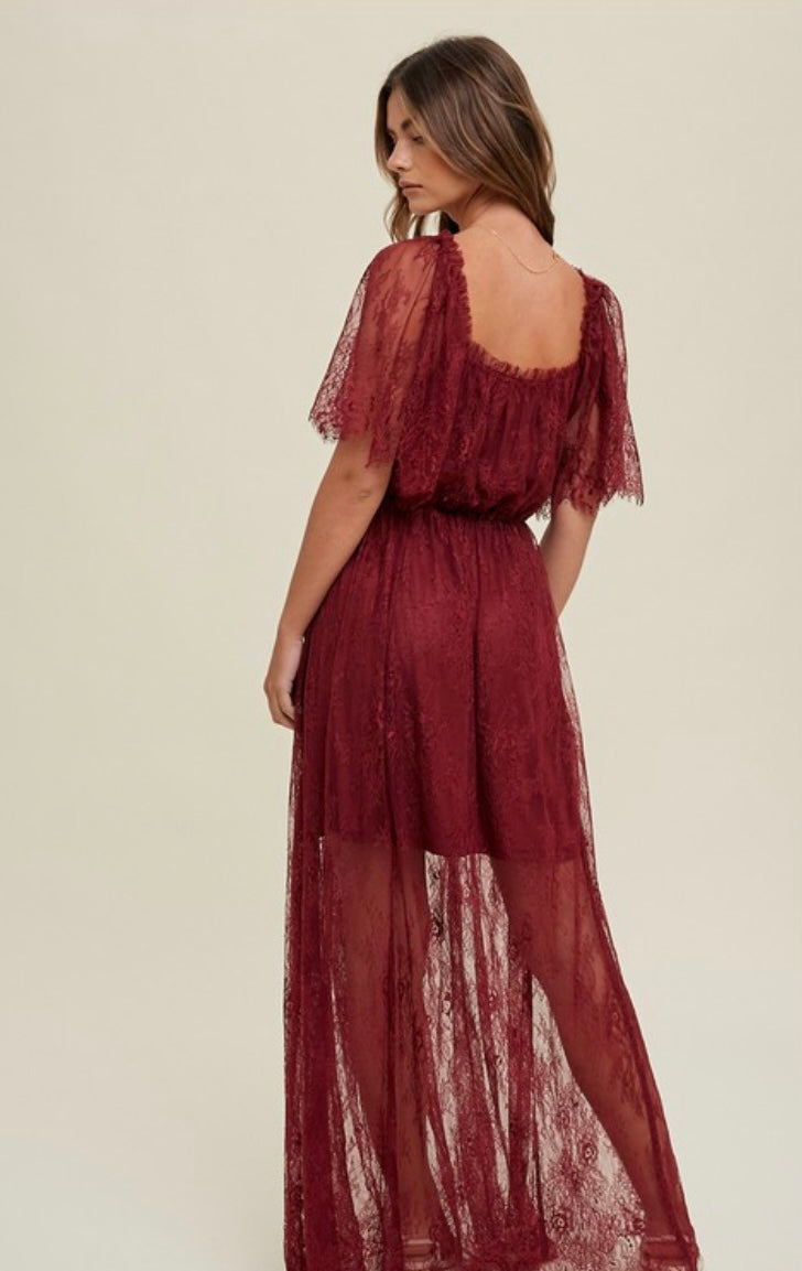 Scarlet Lace Maxi Dress