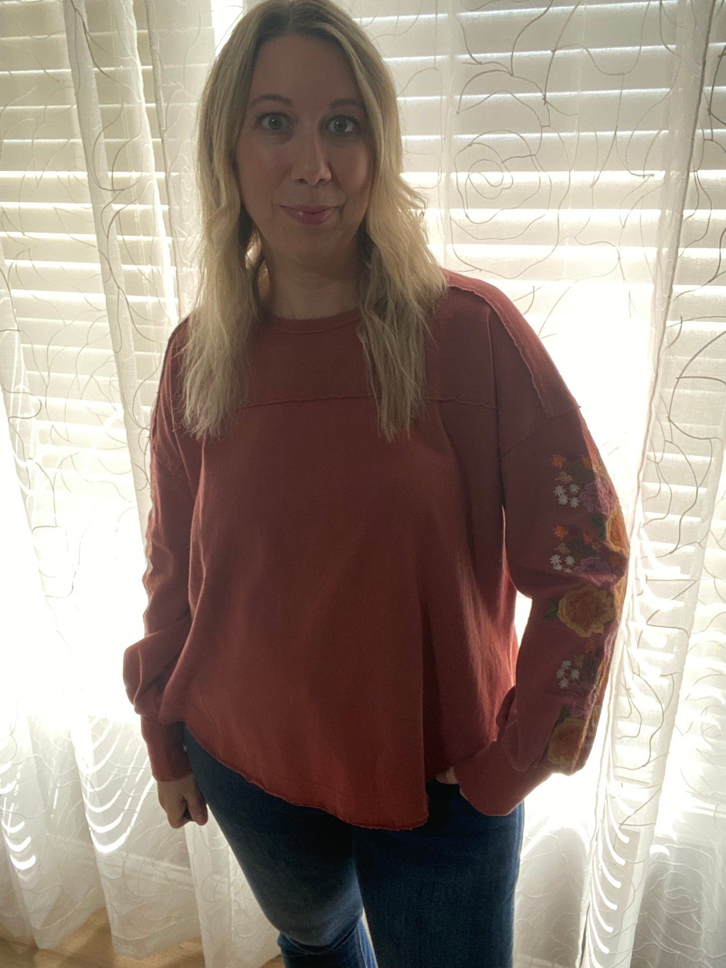 Kora Embroidered Sleeve Sweatshirt