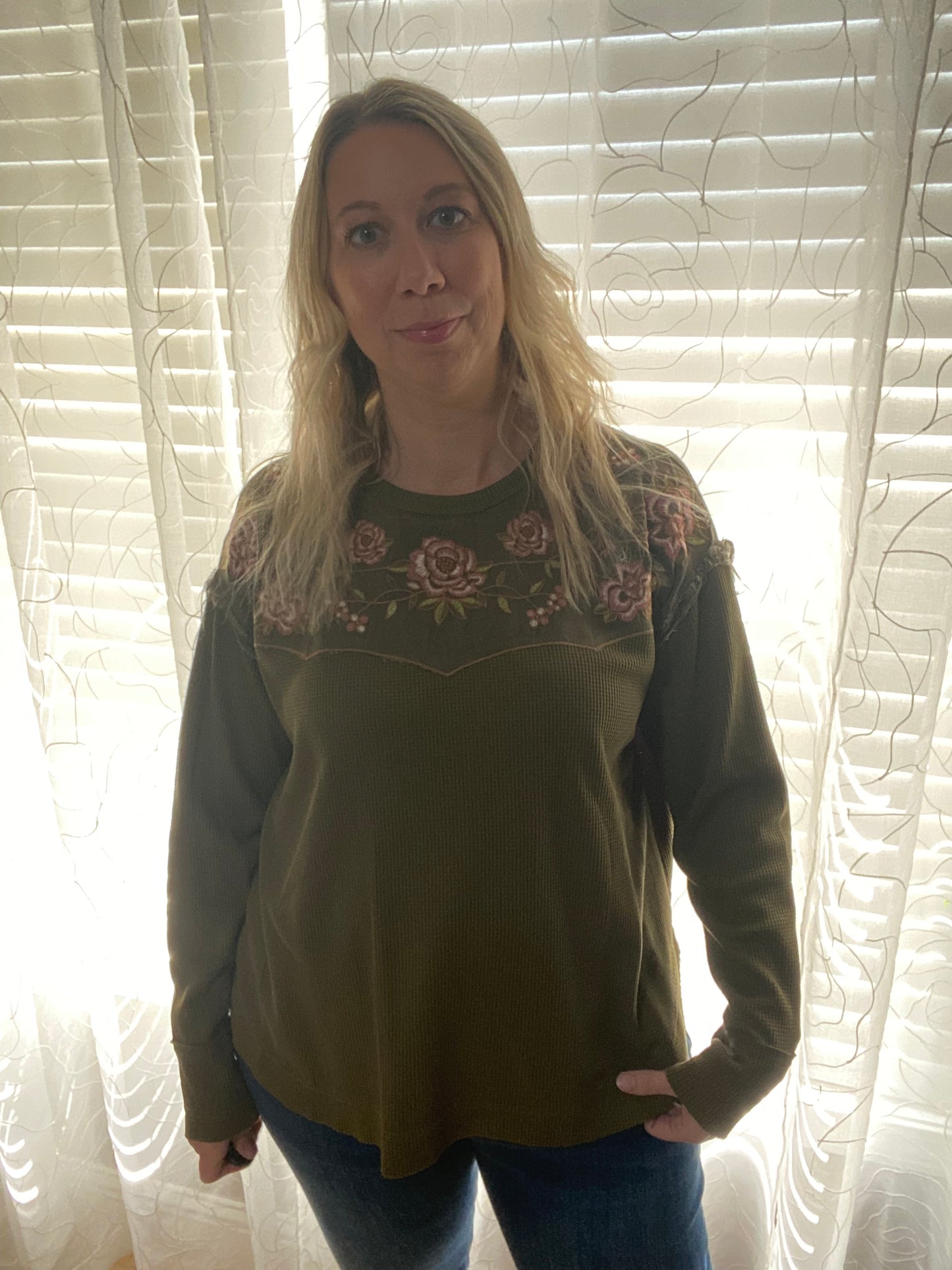 Lark Thermal Embroidered Yoke Top