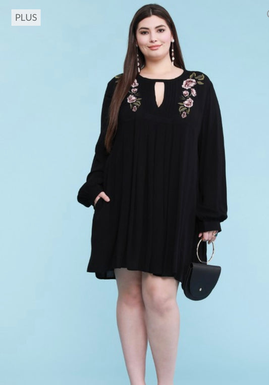 Plus Emmett Embroidered Keyhole Dress