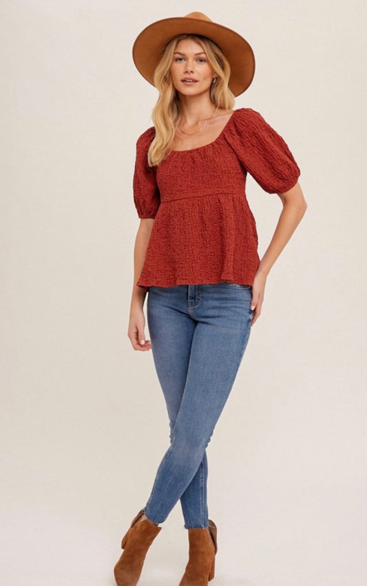 Penelope Textured Babydoll Top