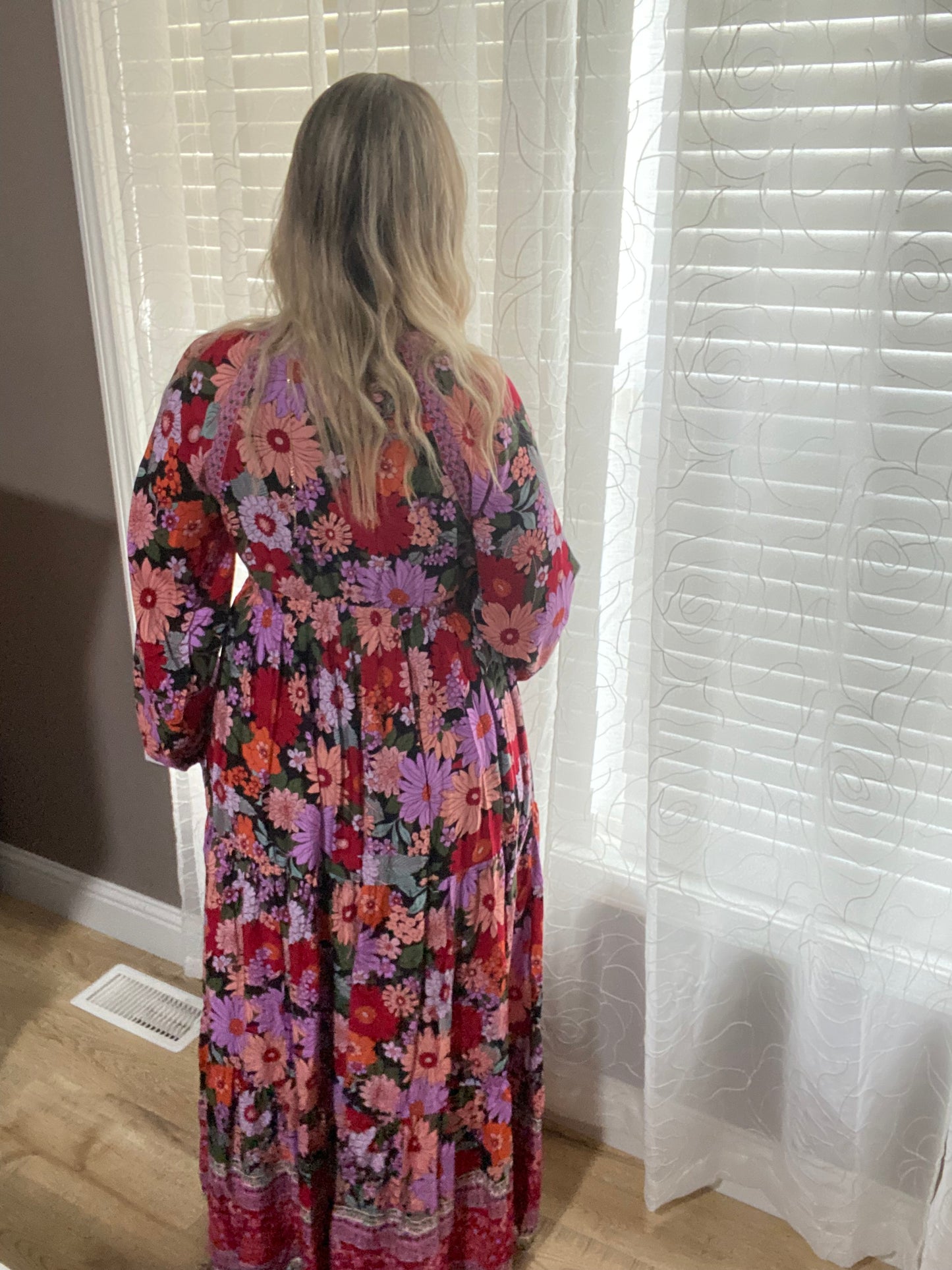 Lily Border Print Tiered Maxi Dress