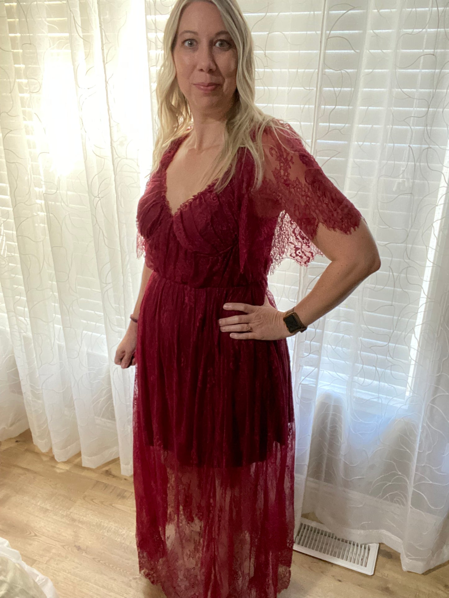 Scarlet Lace Maxi Dress