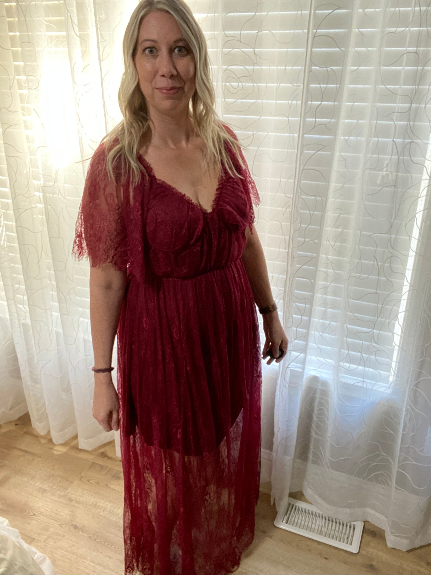 Scarlet Lace Maxi Dress