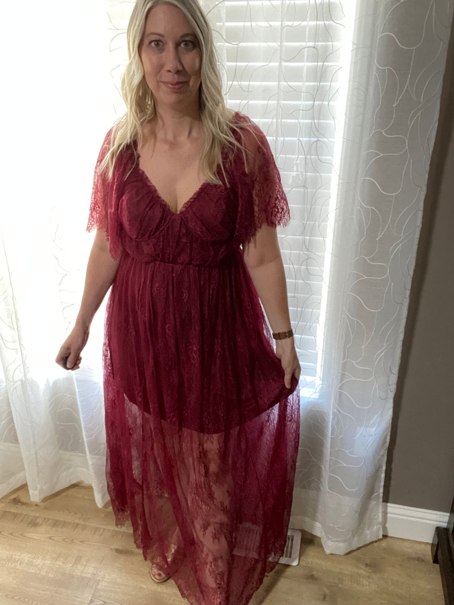 Scarlet Lace Maxi Dress