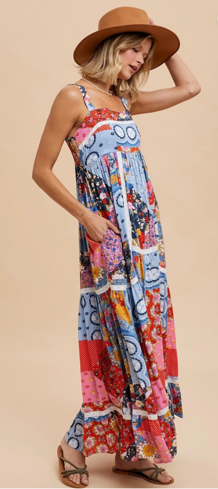 Doreen Patchwork Tile Print Maxi Dress