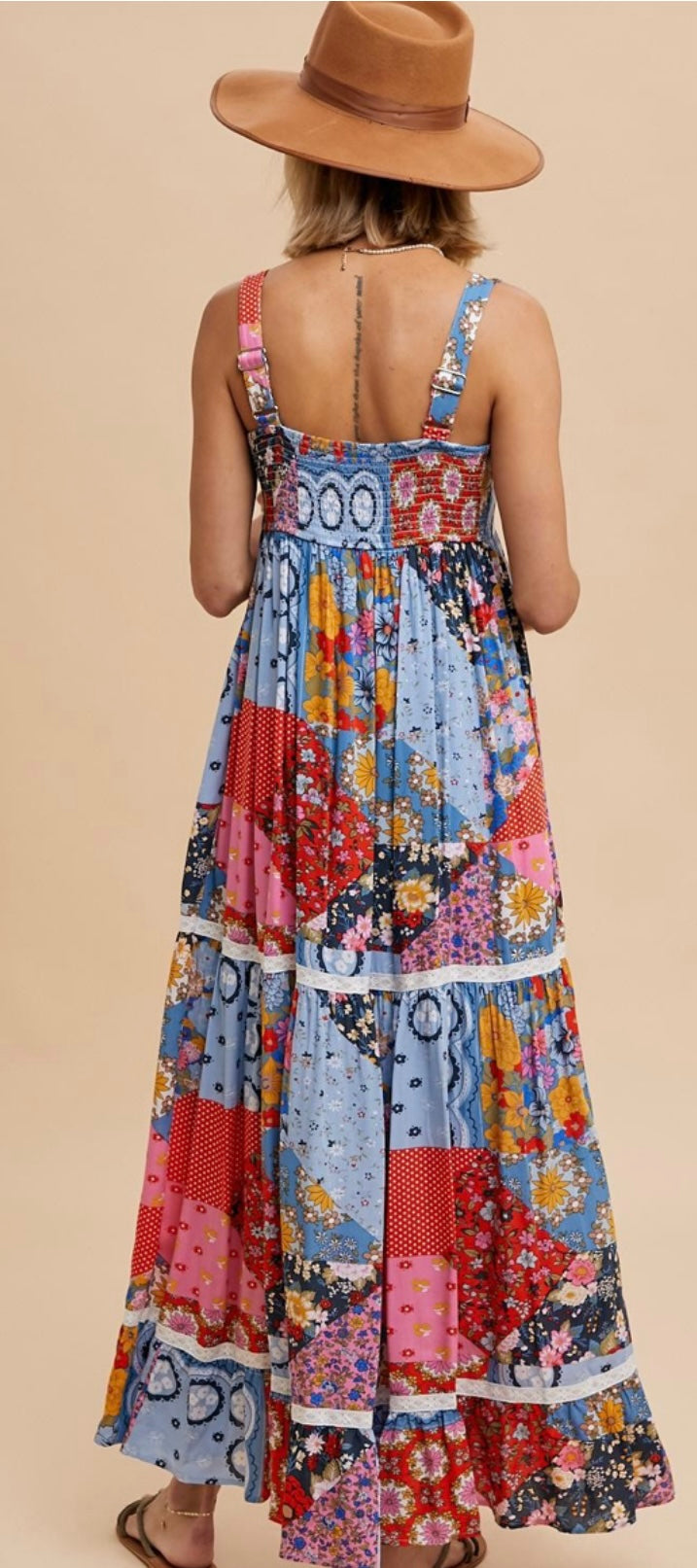 Doreen Patchwork Tile Print Maxi Dress