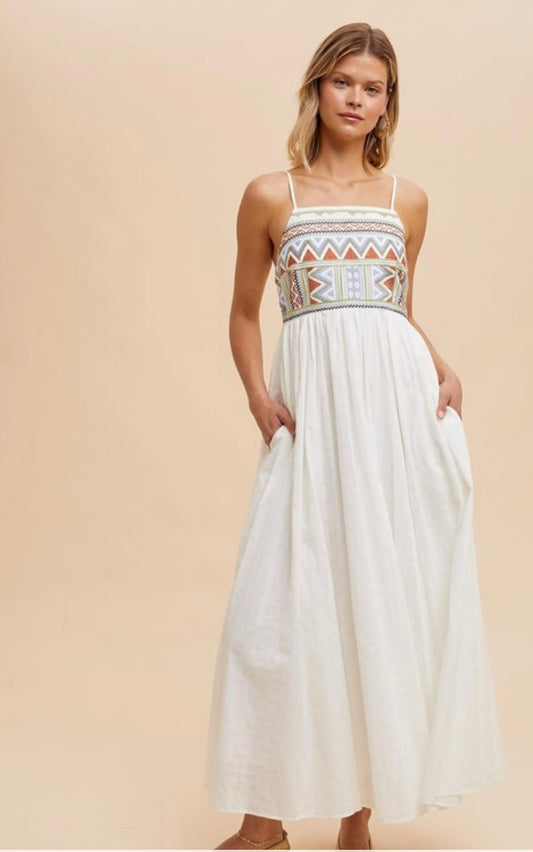 Jayla Embroidered Cotton Maxi Dress