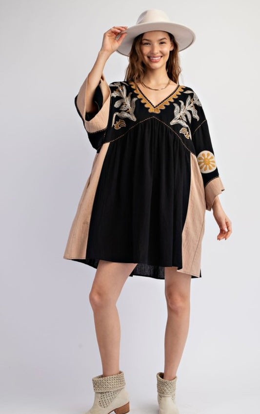 Zena Embroidered Woven Dress