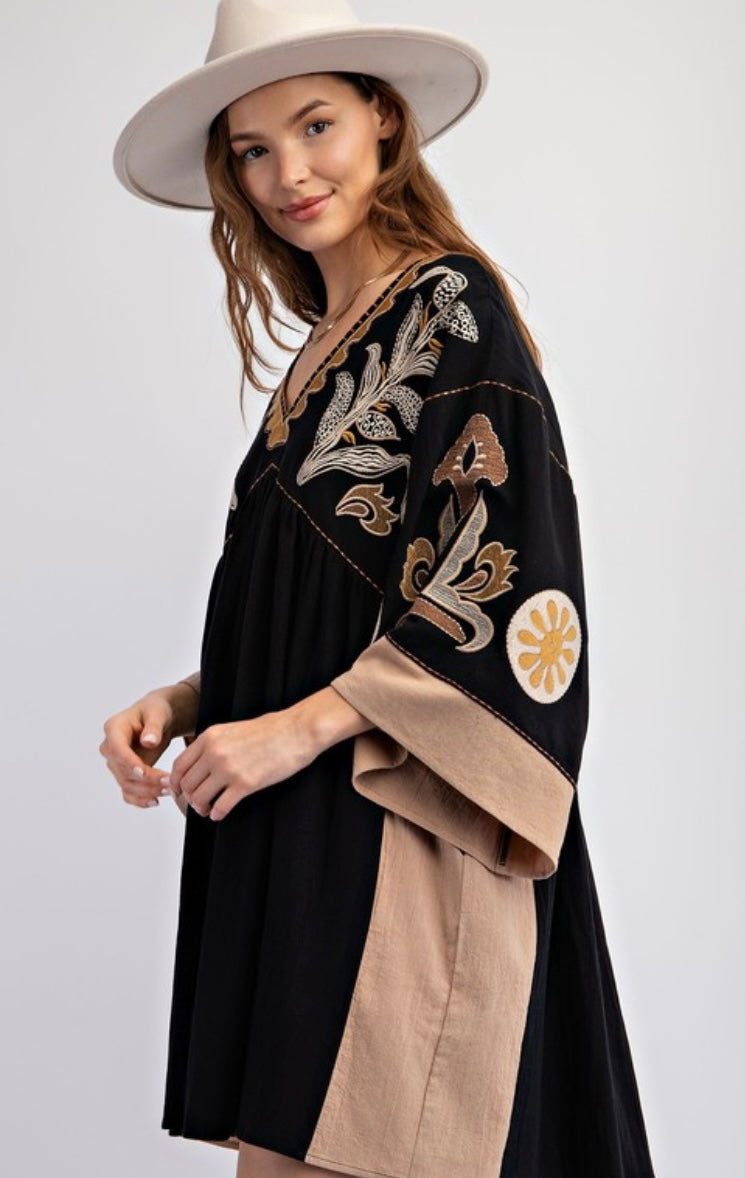 Zena Embroidered Woven Dress