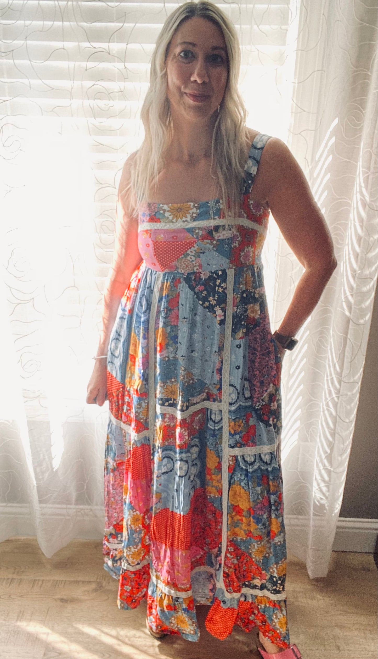 Doreen Patchwork Tile Print Maxi Dress