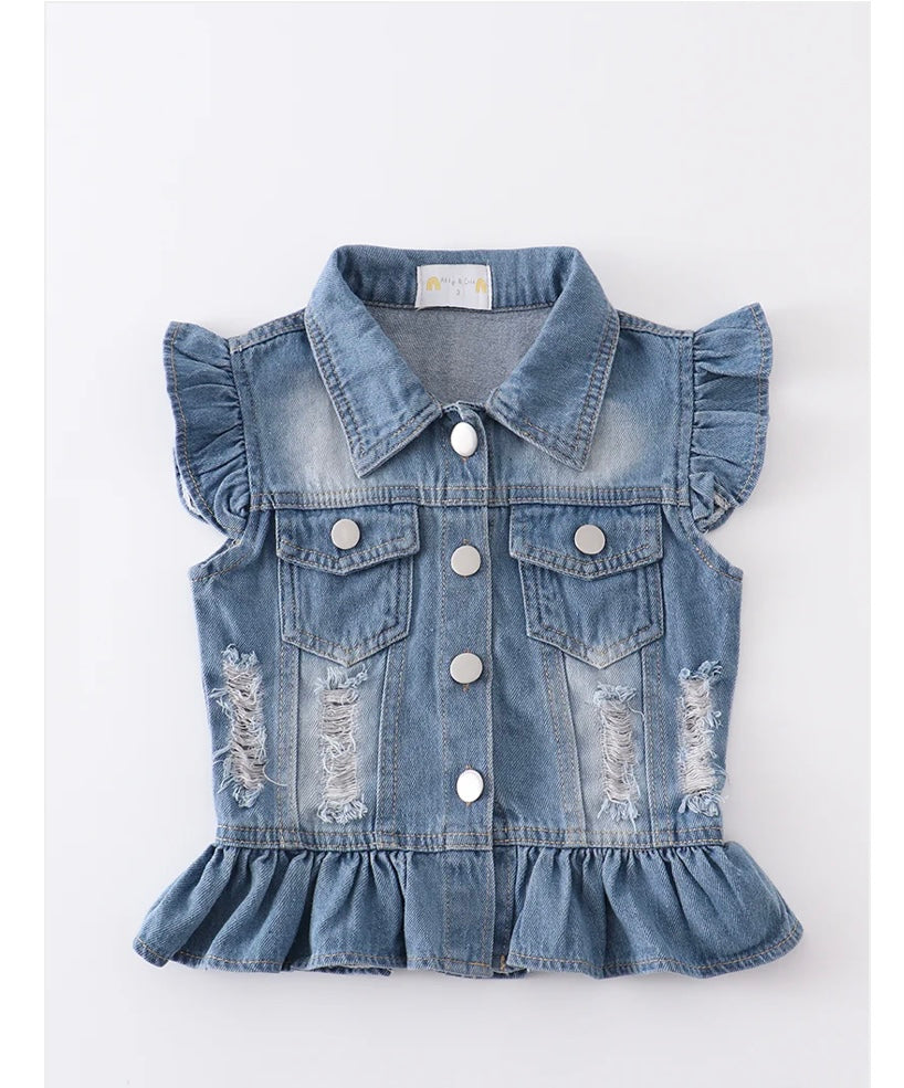 Girls Blue Denim Vest