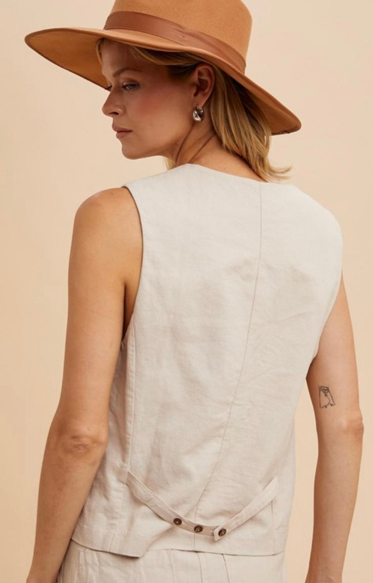 Cara Cotton Linen Blend Vest