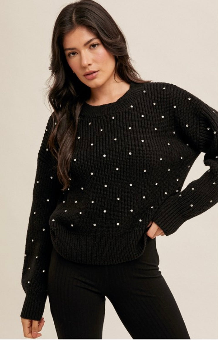 Rhinestone Crewneck Sweater