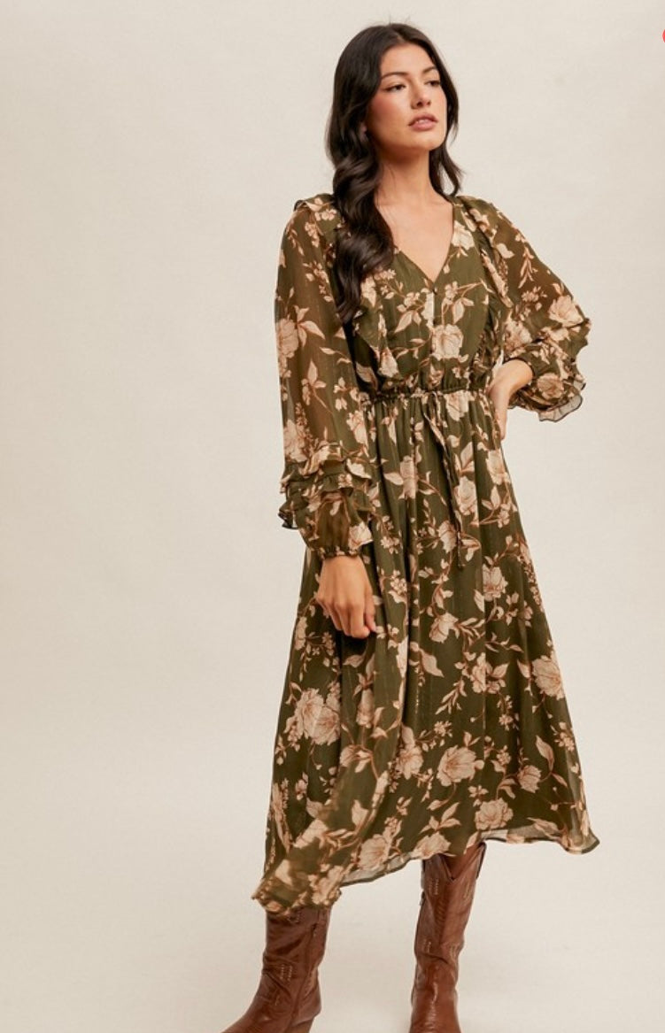 Florence Ruffle Detail Floral Dress