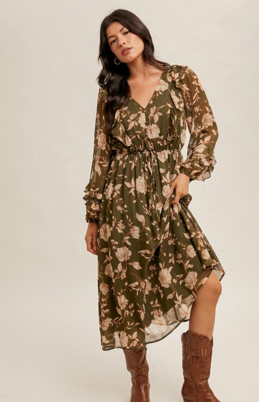 Florence Ruffle Detail Floral Dress