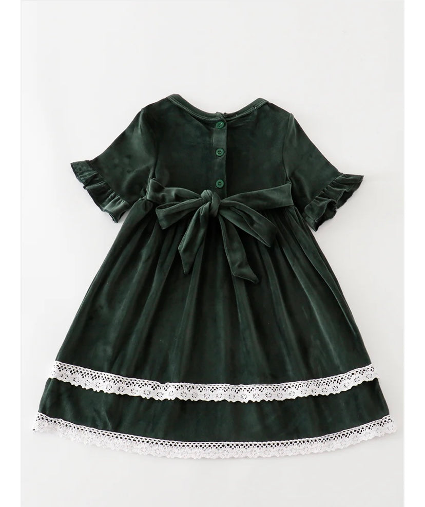 Girls Velvet Lace Dress