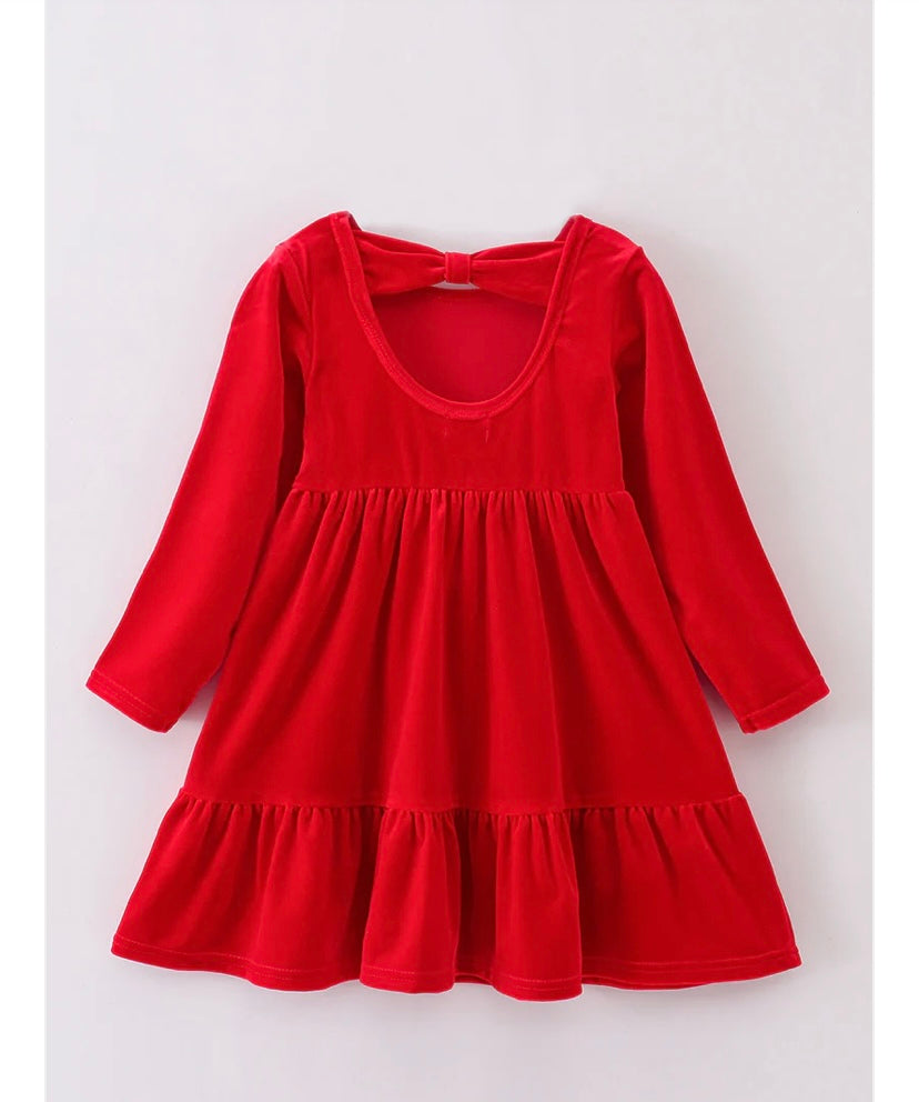 Girls Velvet Tiered Ruffle Dress