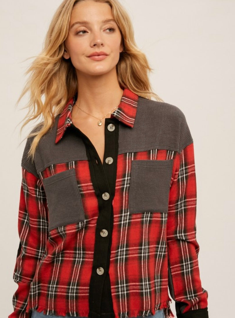 Bexley Mixed Media Button down Shirt